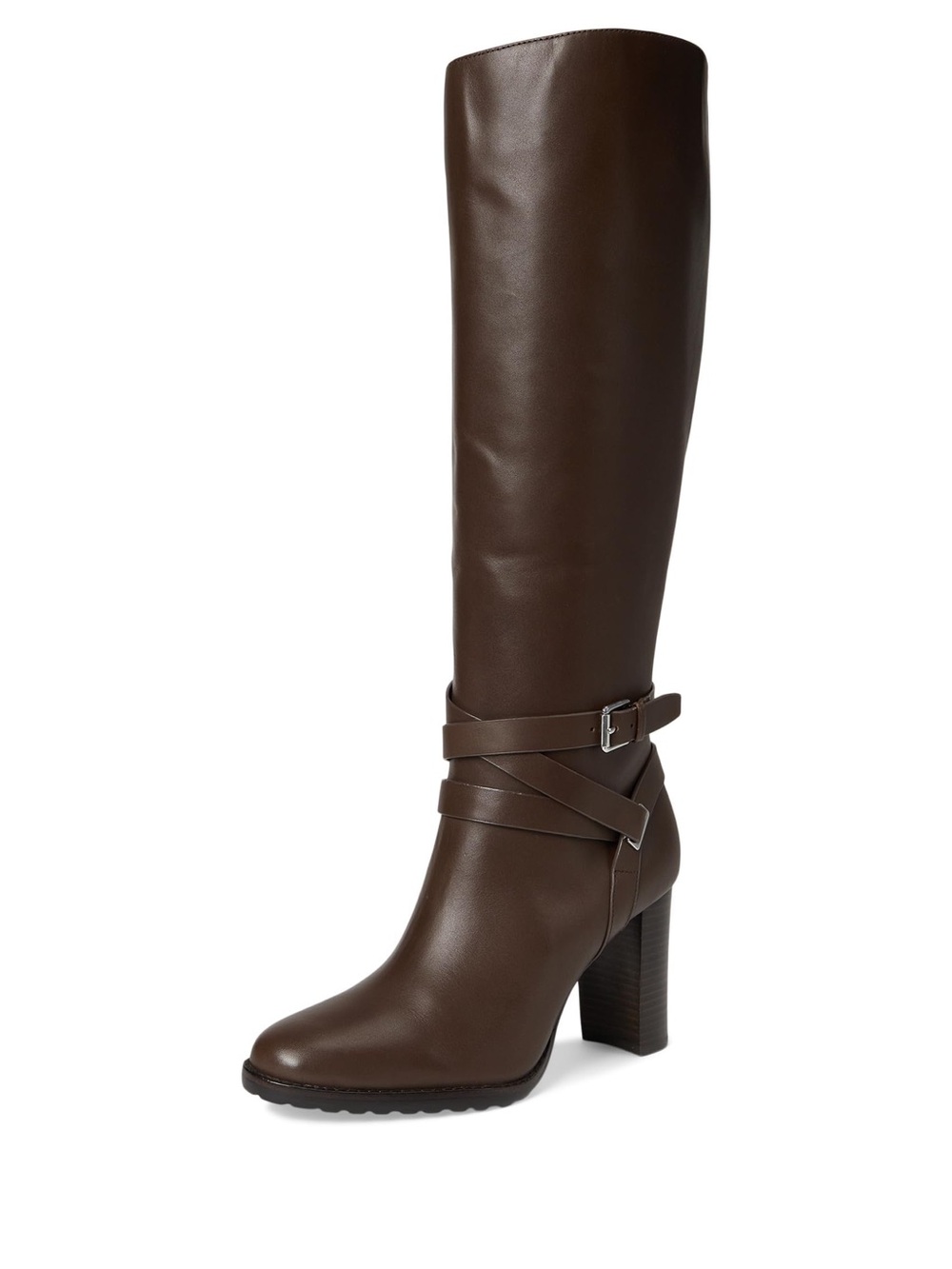 Lauren Ralph Women's, Collins Calfskin Tall Boots Heel, Dark Hickory, 8.5 M - Picture 2 of 7